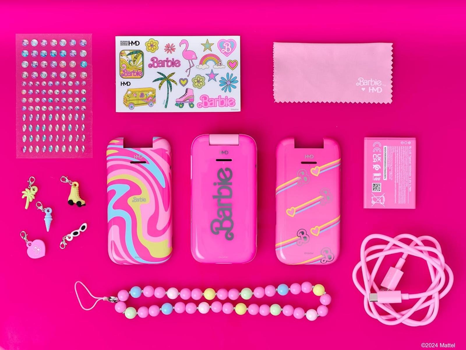 HMD kompatibel mit Barbie Phone Flip Klapphandy (2,8" Display, 0,3 MP Kamera, 64/128 MB, 1450 mAh, 4G) Power Pink