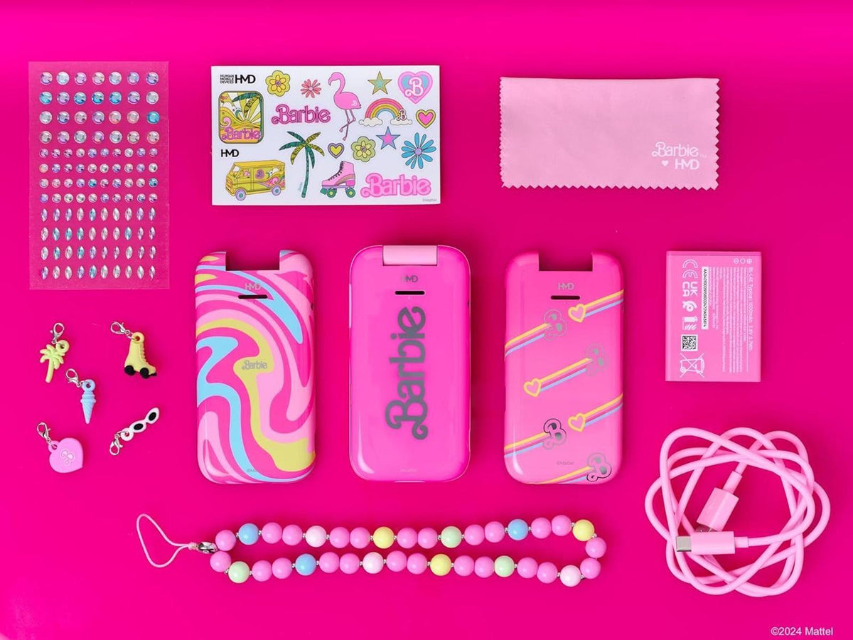 HMD kompatibel mit Barbie Phone Flip Klapphandy (2,8" Display, 0,3 MP Kamera, 64/128 MB, 1450 mAh, 4G) Power Pink