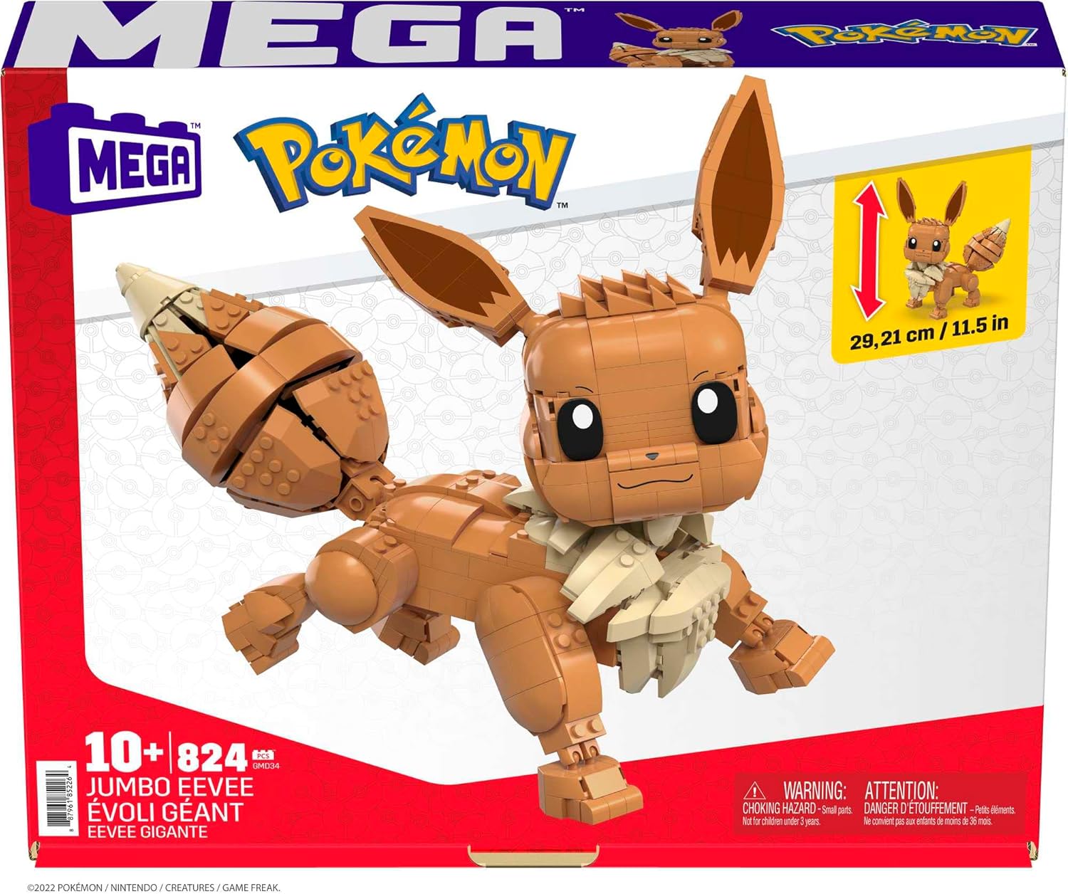 MEGA Construx GMD34 - Pokémon Jumbo Evoli (30cm), Bauset mit beweglicher Figur, Spielzeug ab 10 Jahren