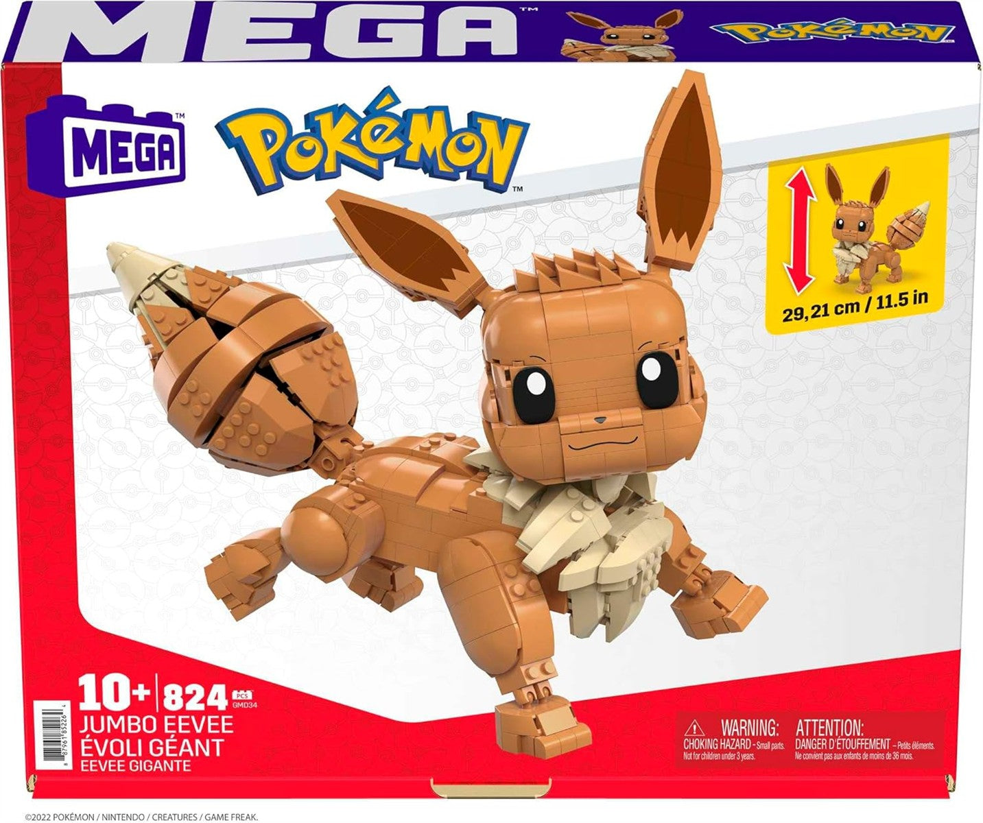 MEGA Construx GMD34 - Pokémon Jumbo Evoli (30cm), Bauset mit beweglicher Figur, Spielzeug ab 10 Jahren