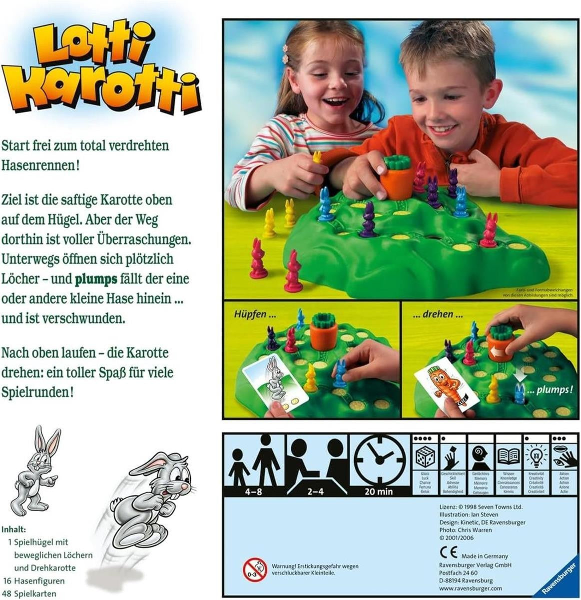 Ravensburger 21556 Lotti Karotti Brettspiel für Kinder ab 4 Jahren Familienspiel für Kinder und Erwachsene Klassiker für 2-4 Spieler