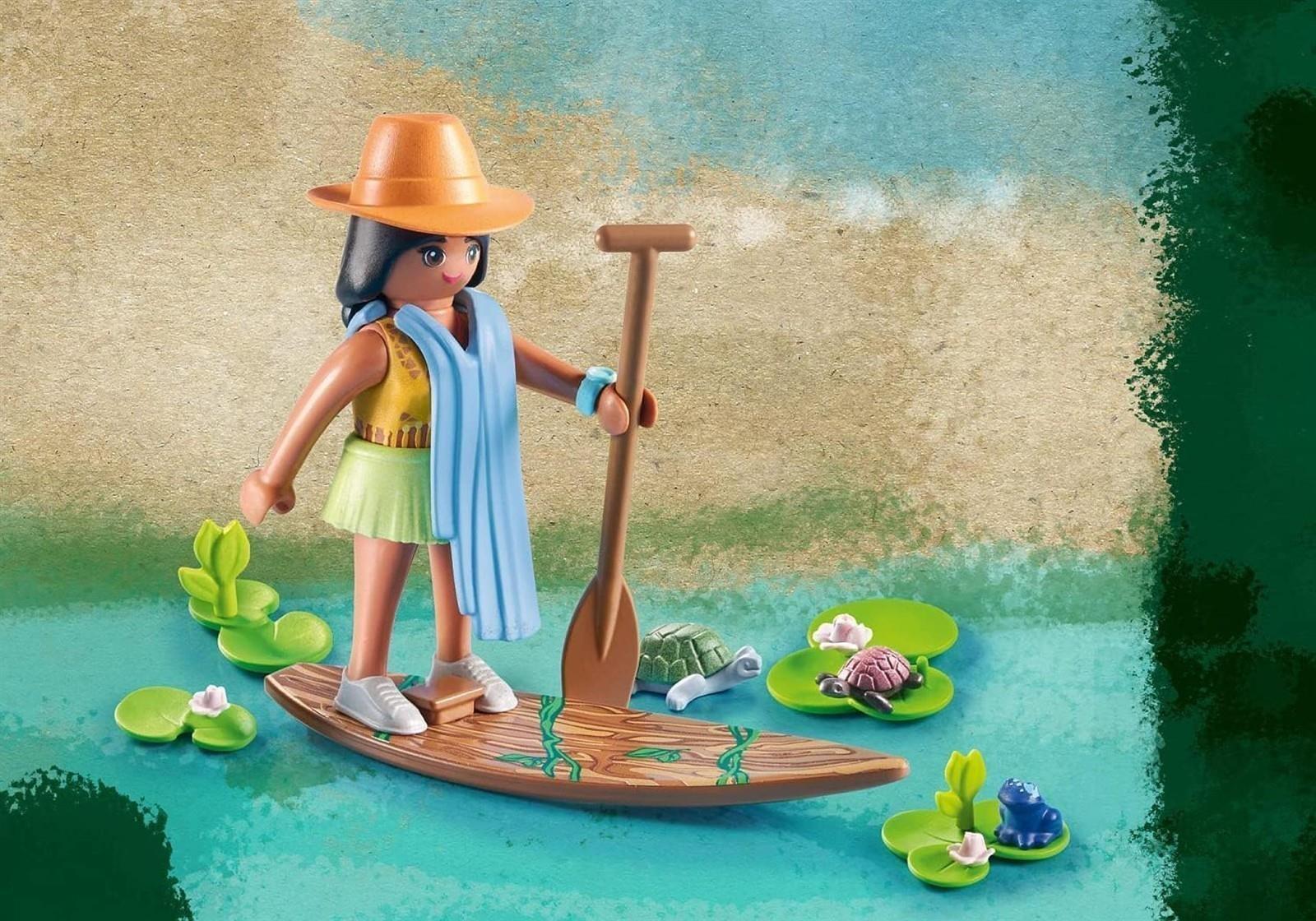 PLAYMOBIL Wiltopia 71143 Paddeltour mit den Flussdelfinen, Inkl. Strandhütte mit Hängematte, Wildlife Expedition für die kleinen Hobbyforscher, Nachhaltiges Spielzeug für Kinder ab 4 Jahren