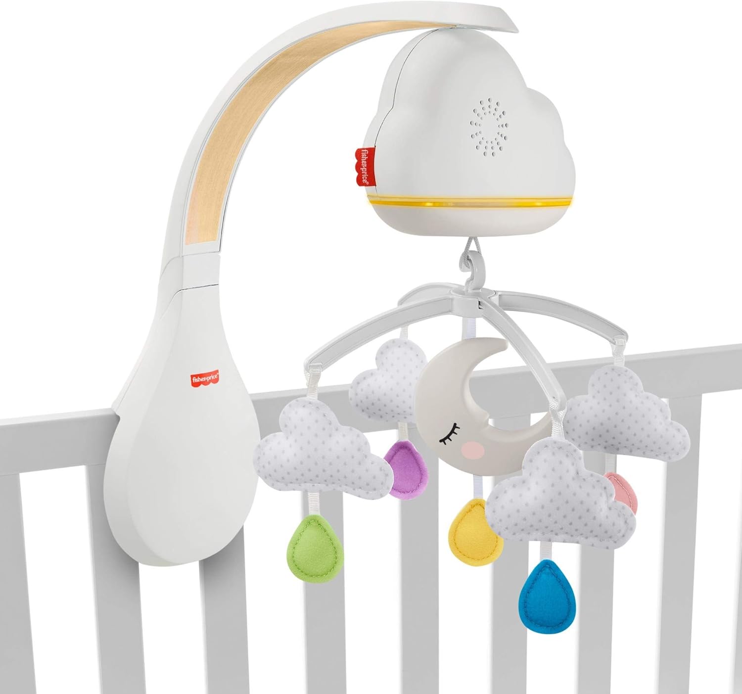 Fisher-Price, GRP99 Traumhaftes WolkenMobile und Spieluhr mit Geräuschsensor zur automatischen Aktivierung für Babys und Kleinkinder, bunt