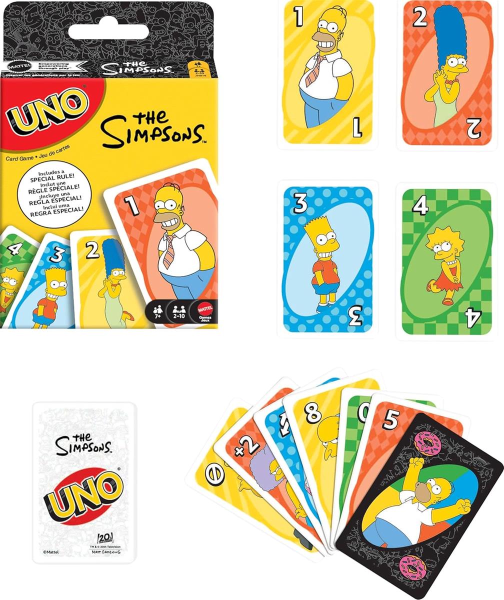 Mattel Games UNO The Simpsons Kartenspiel für Kinder, Erwachsene & Familienabende, Partys, Reisen und Camping, Spielzeug-Sammelstück, inspiriert von der Serie