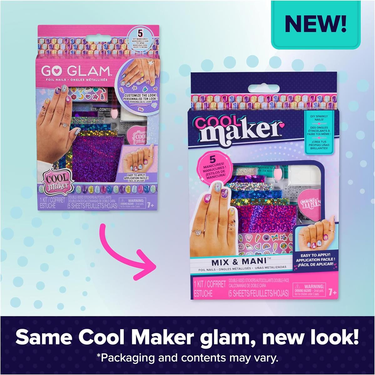 Cool MAKER Go Glam Foliennägel Set - mit 6 schimmernden Folien und Nagelaufklebern für 5 selbst designte Maniküren, für Kinder ab 7 Jahren