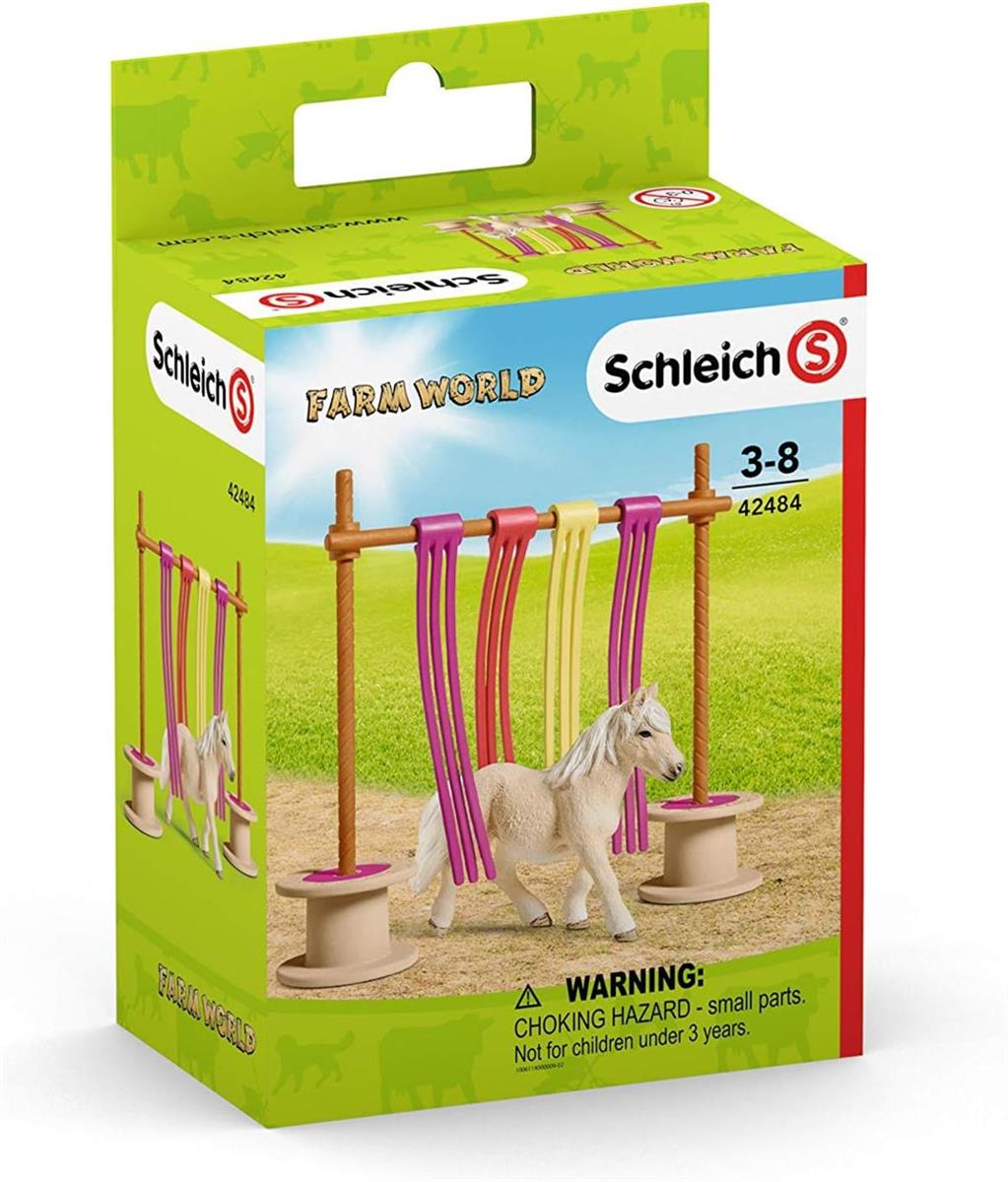 SCHLEICH 42484 Pony Flattervorhang, ab 3 Jahren, Farm World - Spielset, 11 Teile