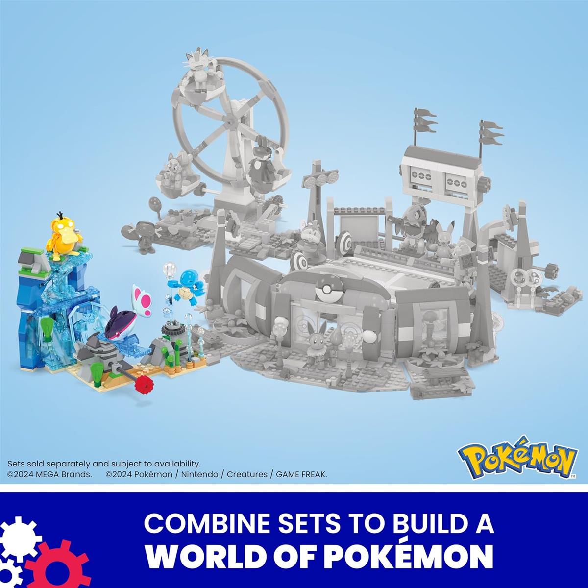 MEGA Pokémon Actionfigur-Bauspielzeug, Wasserabenteuer mit 319 Teilen und beweglichem Schiggy, Enton und Finneon, für Kinder, HXF79