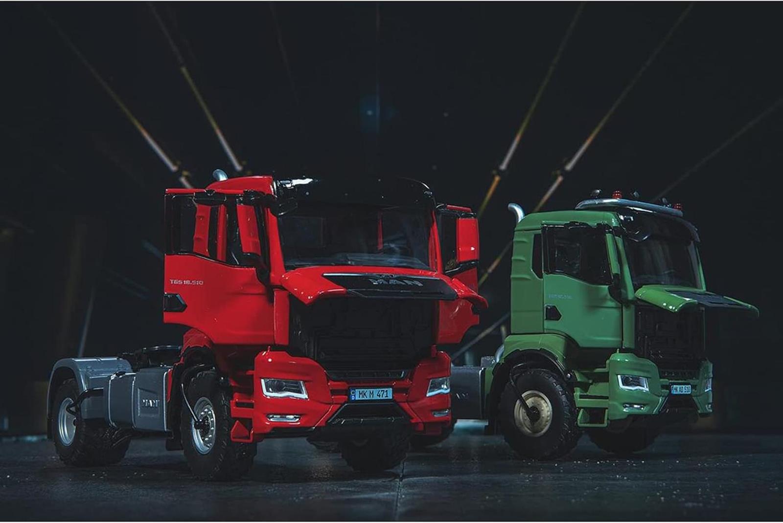 WIKING 077650 MAN TGS 18.510 4x4 BL 2-Achs Zugmaschine, Modell-Lkw, 1:32, Metall/Kunststoff, Ab 14 Jahre, Viele Funktionen, Inkl. Reifendruck-Regelanlage, Schwenkbarer Kühlergrill, Grün (Ackerdiesel)