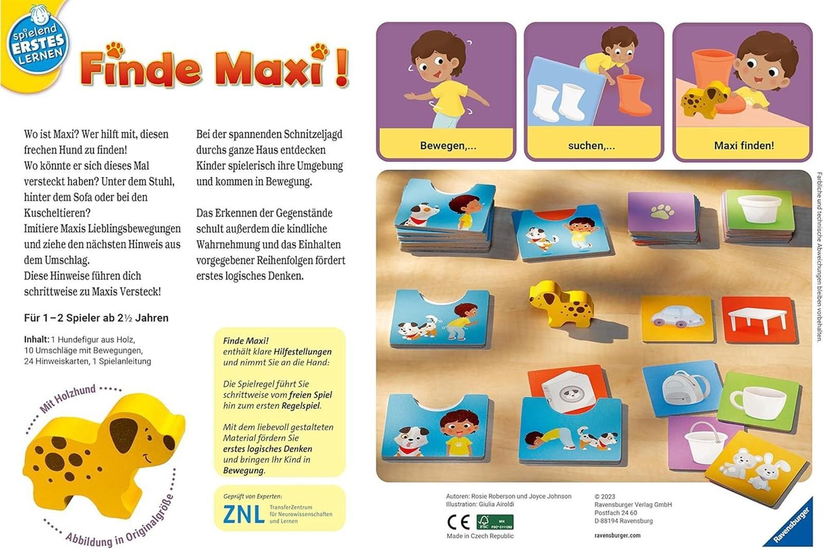 Ravensburger 24737 - Finde Maxi! - Lernspiel für Kinder ab 2,5 Jahren, Spielend Erstes Lernen für 1-2 Spieler