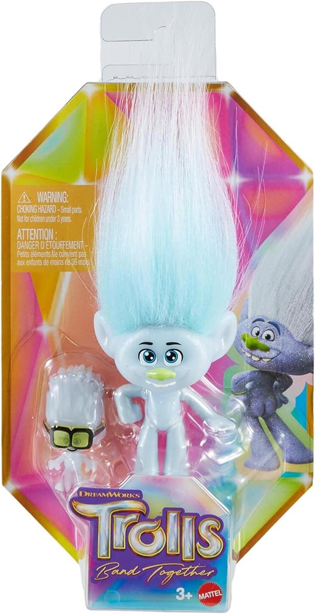 Mattel DREAMWORKS TROLLS Gemeinsam Stark – Guy Diamond Puppe mit Plüschhaar, Mode zum Ausziehen, 5 bewegliche Gelenke, für Kinder ab 3 Jahren, HNF09