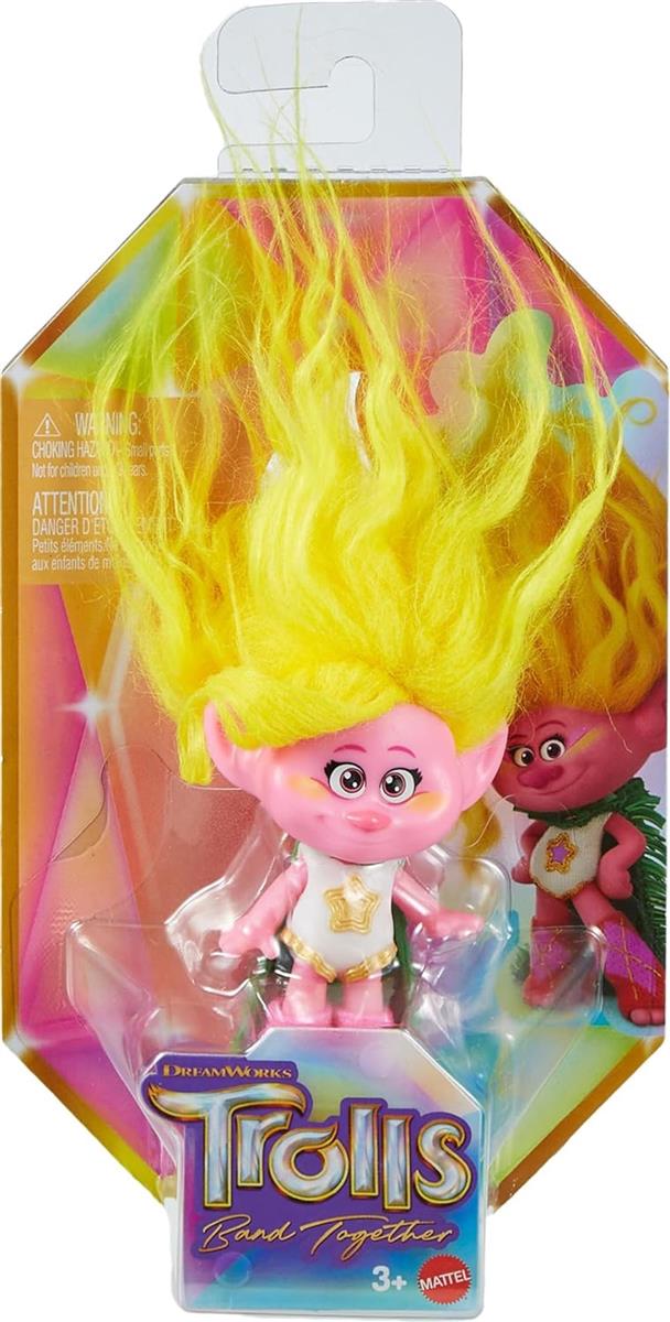 Mattel DREAMWORKS TROLLS Gemeinsam Stark – Puppen Königin Poppy, Viva, Branch, Guy Diamond mit Tiny Diamond mit Plüschhaar und 5 Gelenke, für Kinder ab 3 Jahren, HNF07