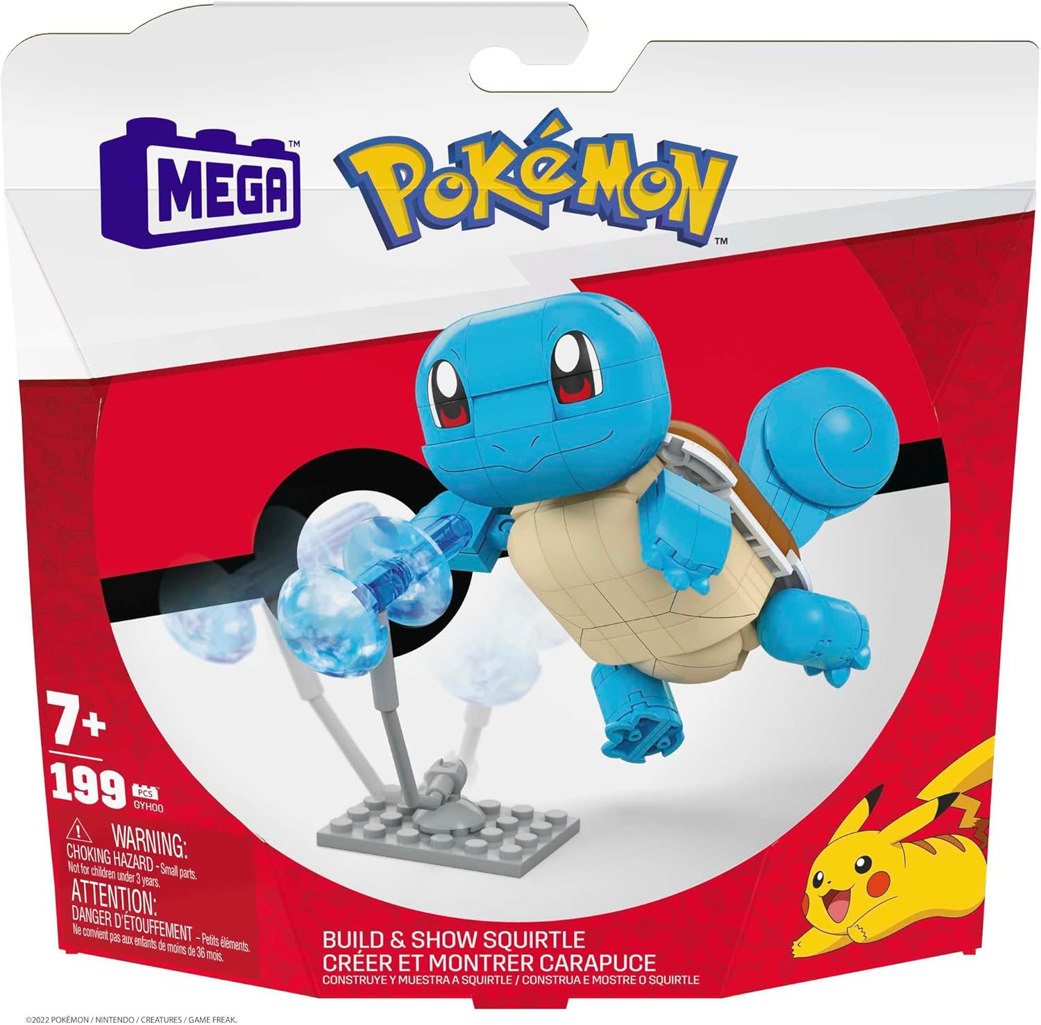 MEGA POKÉMON Bauset - bewegliche Schiggy-Figur, Pokéball und 199 kompatible Bausteine für authentische Kampfeffekte, ab 6 Jahren, GYH00