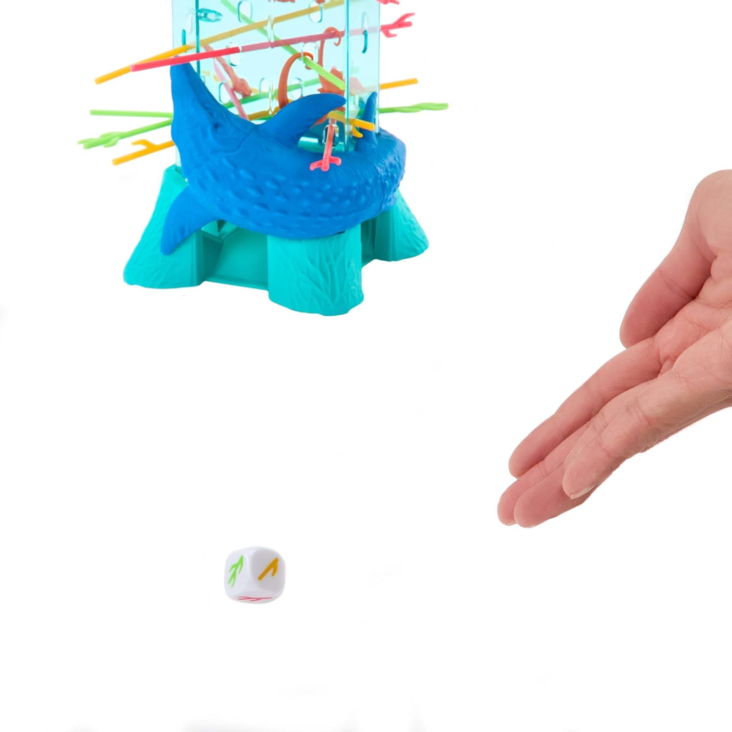 Mattel Games S.O.S. AffenalarmJurassic World: Die Wiedergeburt -Spiel für Kinder und Familie mit Ozean-Turm und vom Film inspirierten Spinosaurus-Figuren., JFW44