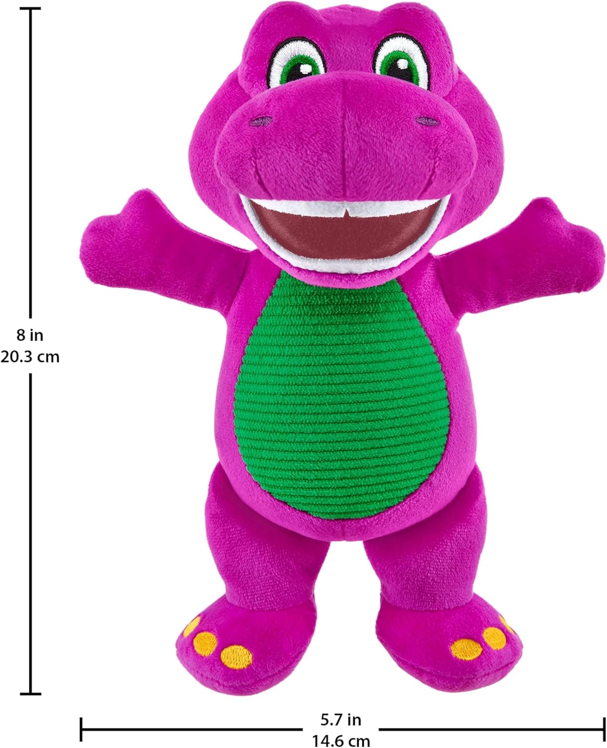 Fisher-Price Barneys Welt Spielzeug für Kleinkinder ca. 16,5 cm große Barney Plüsch-Dinosaurier-Figur für das Rollenspiel im Kindergartenalter ab 2 Jahren, HVF40