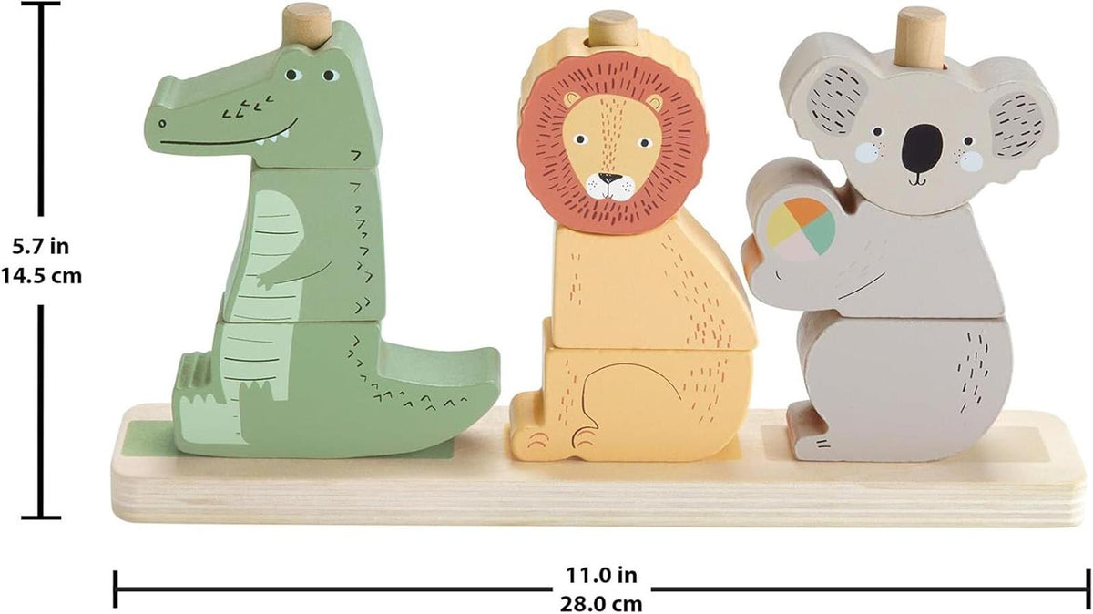Fisher-Price Baby und Kleinkinder Stapel- und Sortiert-Tierwelt aus Holz, 10 Holzteile für die spielerische Entwicklung ab 1 Jahr, HXV04
