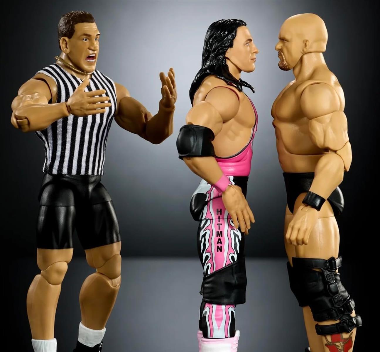 Mattel WWE Bret The Hitman Hart Stone Cold Steve Austin Ken Shamrock Wrestlemania 3-Pack Elite Collection Wrestling Actionfigur Spielzeug