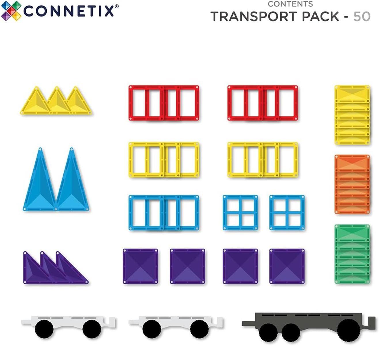 CONNETIX Magnetbausteine Regenbogen Transportieren Packen, 50 Stück