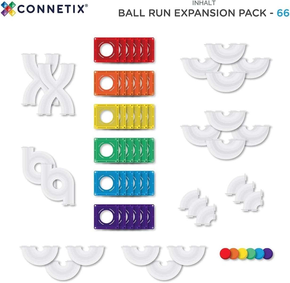 CONNETIX Magnetbausteine Regenbogen Ball Run Packen, 66 Stück