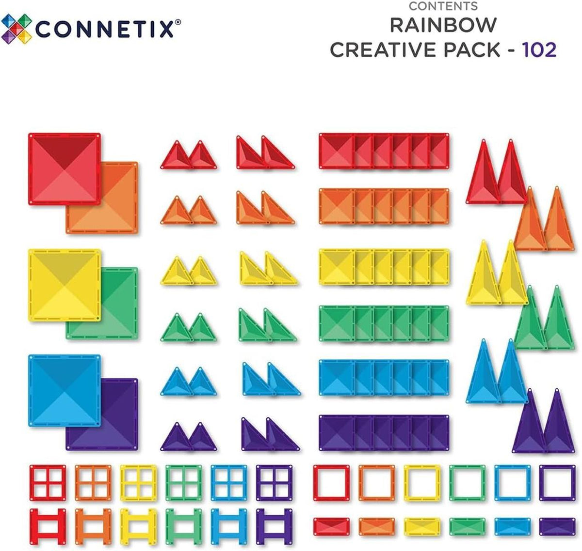 CONNETIX Magnetbausteine Regenbogen Kreativpaket, 102 Stück
