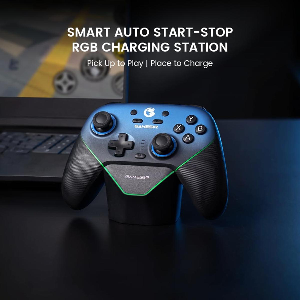 GameSir Super Nova kabelloser 1000Hz Controller mit Ladestation – Hall-Effekt-Sticks, verstellbare Trigger – Switch/Switch 2 Gyro, PC, Mobilgeräte – Nightfall Blue