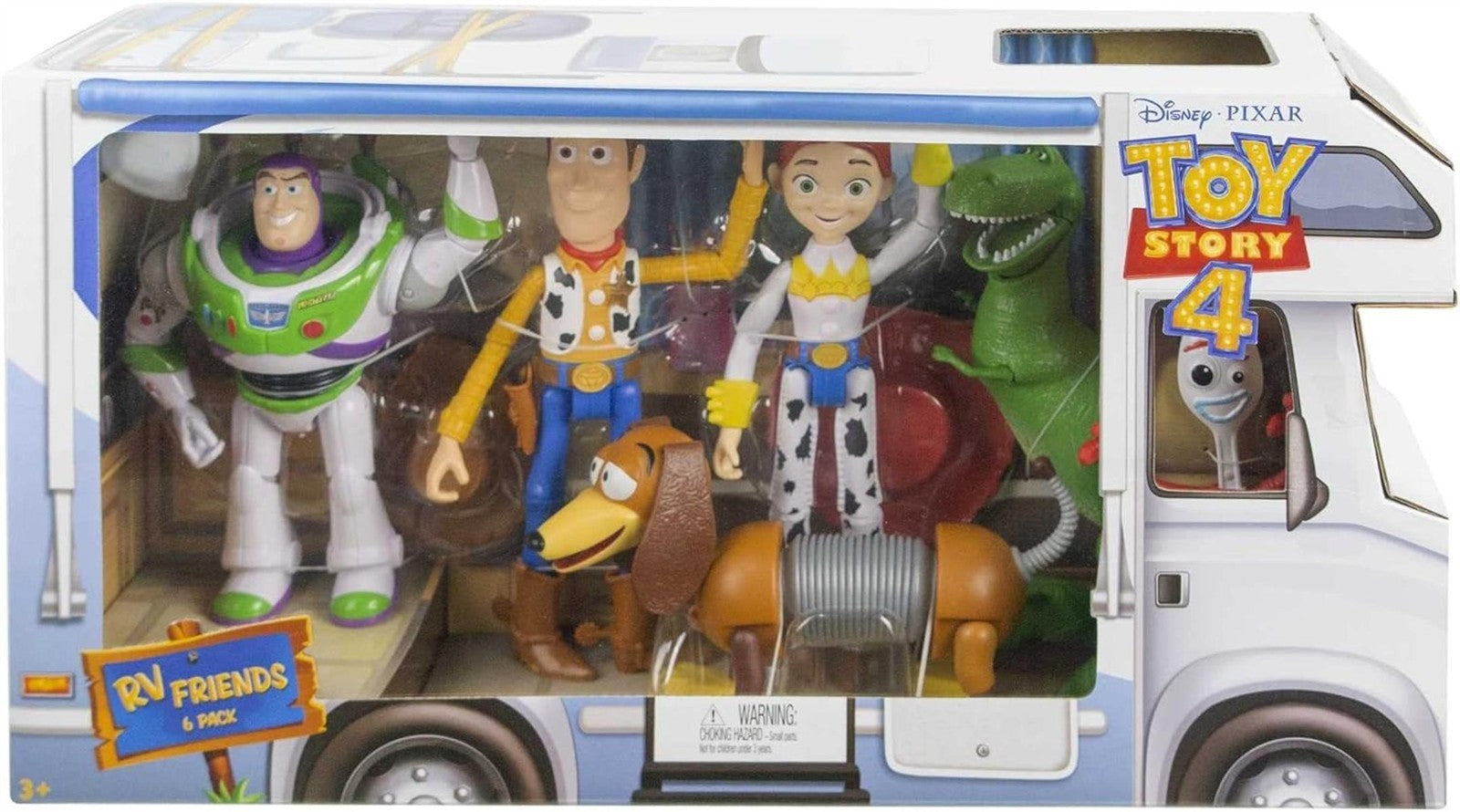 Mattel Disney und Pixar Toy Story 4 Spielset mit Figuren, Ausflugsabenteuer, 6er-Pack mit Woody, Buzz, Rex, Slinky, Jessie und Forky GDL54