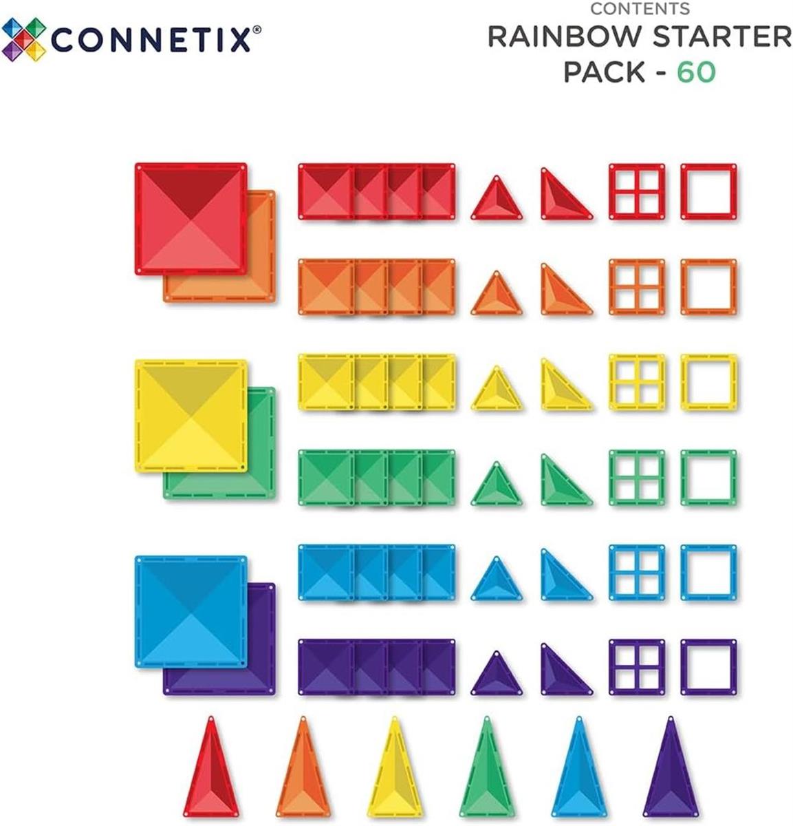 CONNETIX Magnetbausteine Regenbogen Starterpaket 60 Stück Basis Set ab 3 Jahren