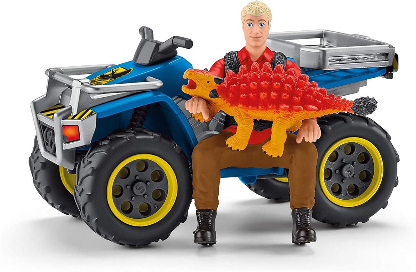 SCHLEICH 41466 Flucht auf Quad vor Velociraptor, für Kinder ab 5-12 Jahren, Dinosaurs - Spielset