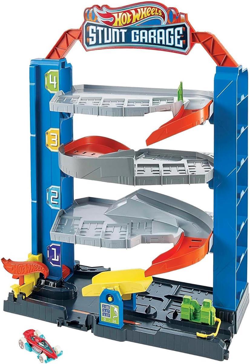 Hot Wheels GNL70 - Hot Wheels City Stunt Garage-Spielset, Geschenk für Kinder von 3 bis 8 Jahren, mit Aufzug zu den oberen Ebenen, lässt Sich mit Anderen Sets verbinden