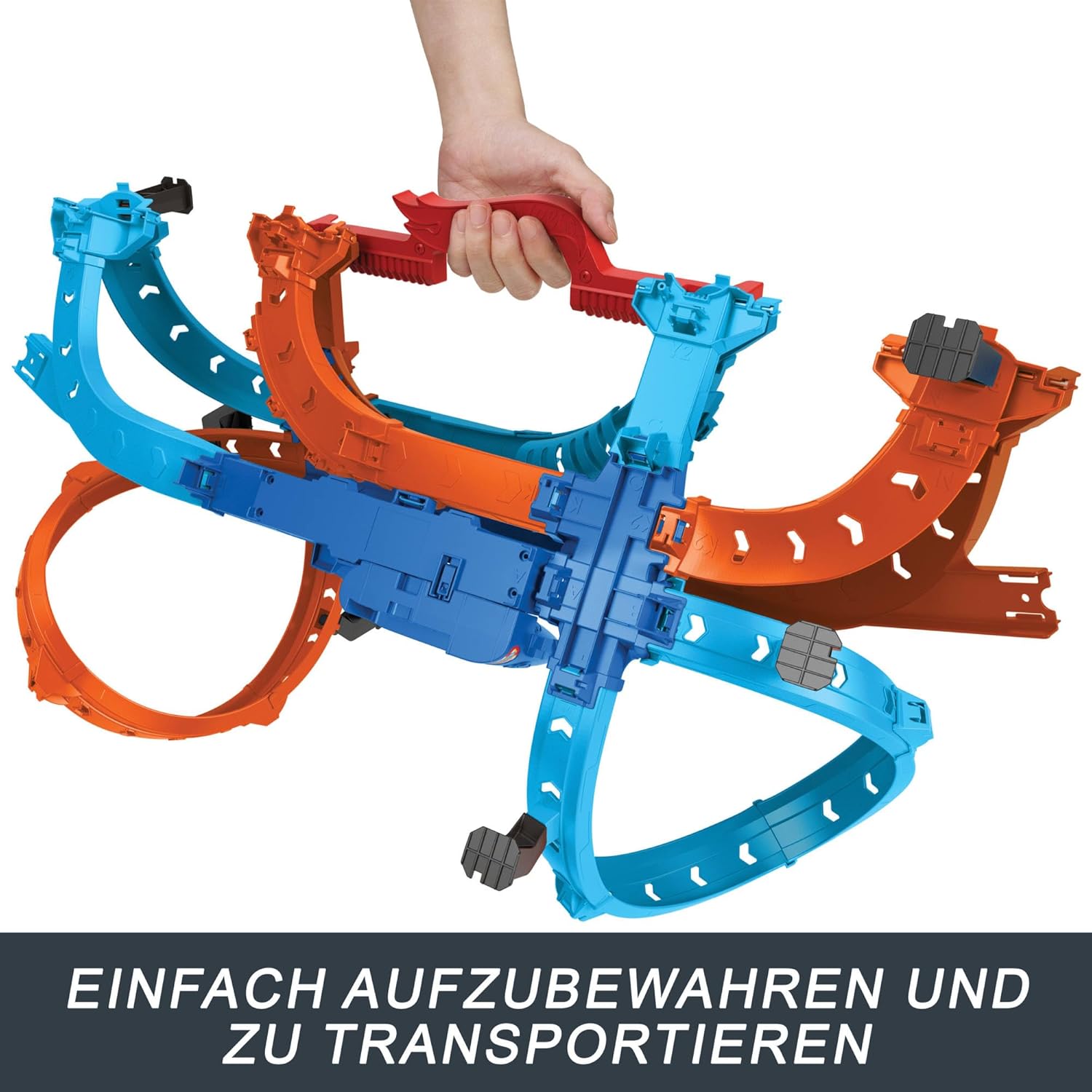 Hot Wheels Spielzeugauto Trackset, Ultra Hots Rasanter Wettkampfstart mit 2 Fahrzeugen im Maßstab 1:64, Kopf-an-Kopf-Rennen und Stunts, 2 manuell bedienbare Starter, HXR71