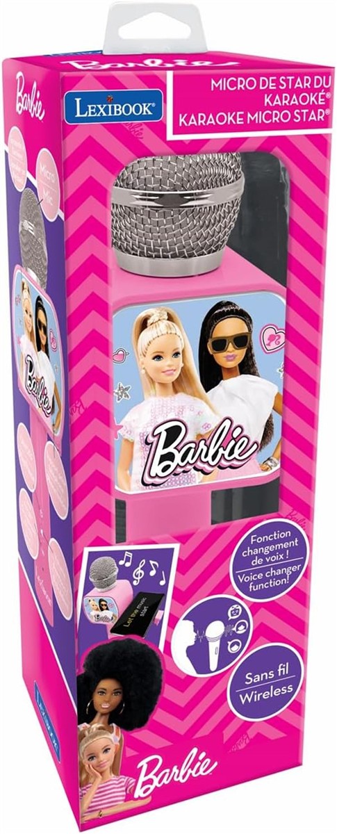 Lexibook Barbie, Bluetooth-Mikrofon mit Stimmwechselfunktion, inkl. Telefonhalter, eingebauter Lautsprecher, Rosa, MIC240BB