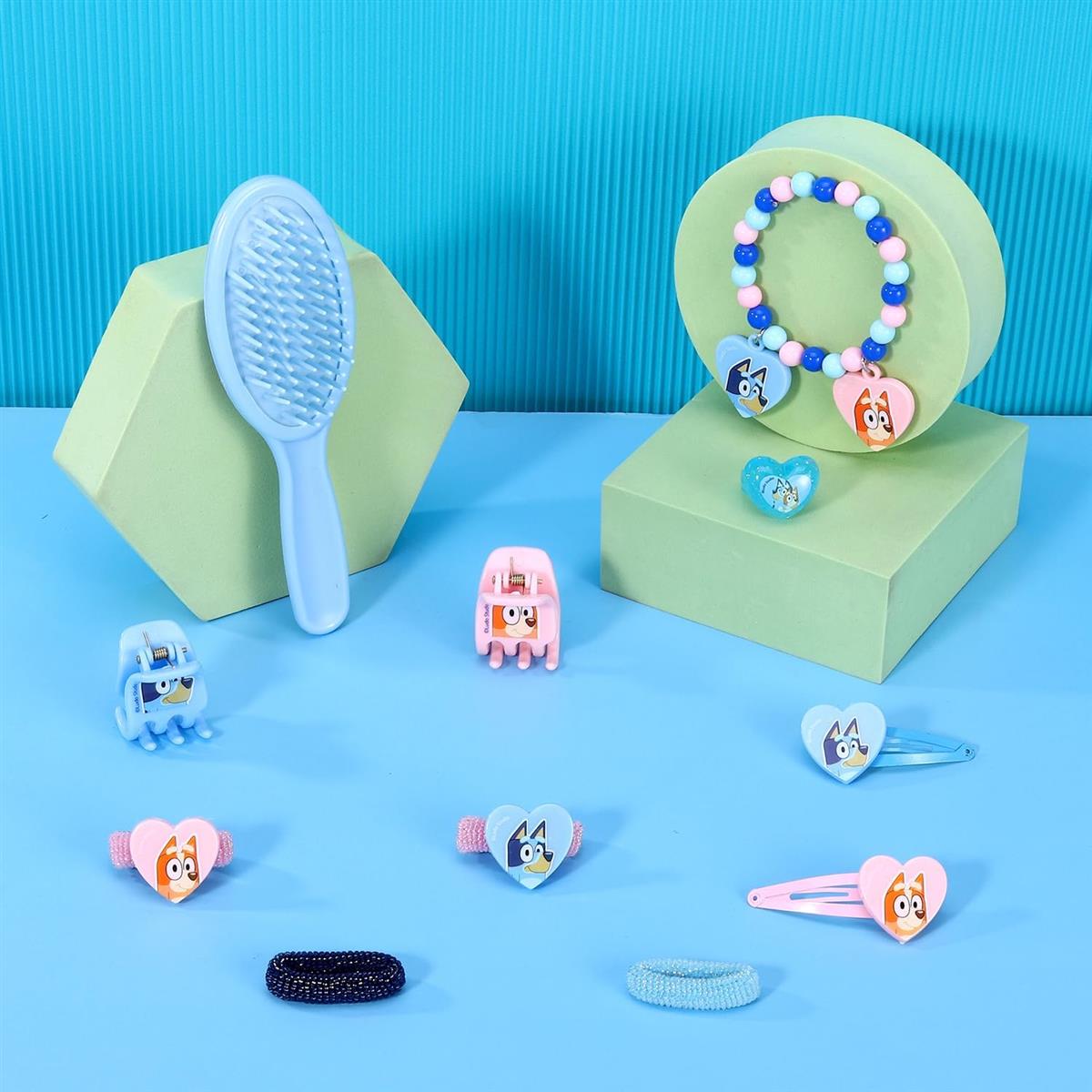 Bluey 11-teiliges Haarschmuck-Set für Mädchen und Kinder, Haar-Accessoires, Clips, Kammbänder und Schönheitsset