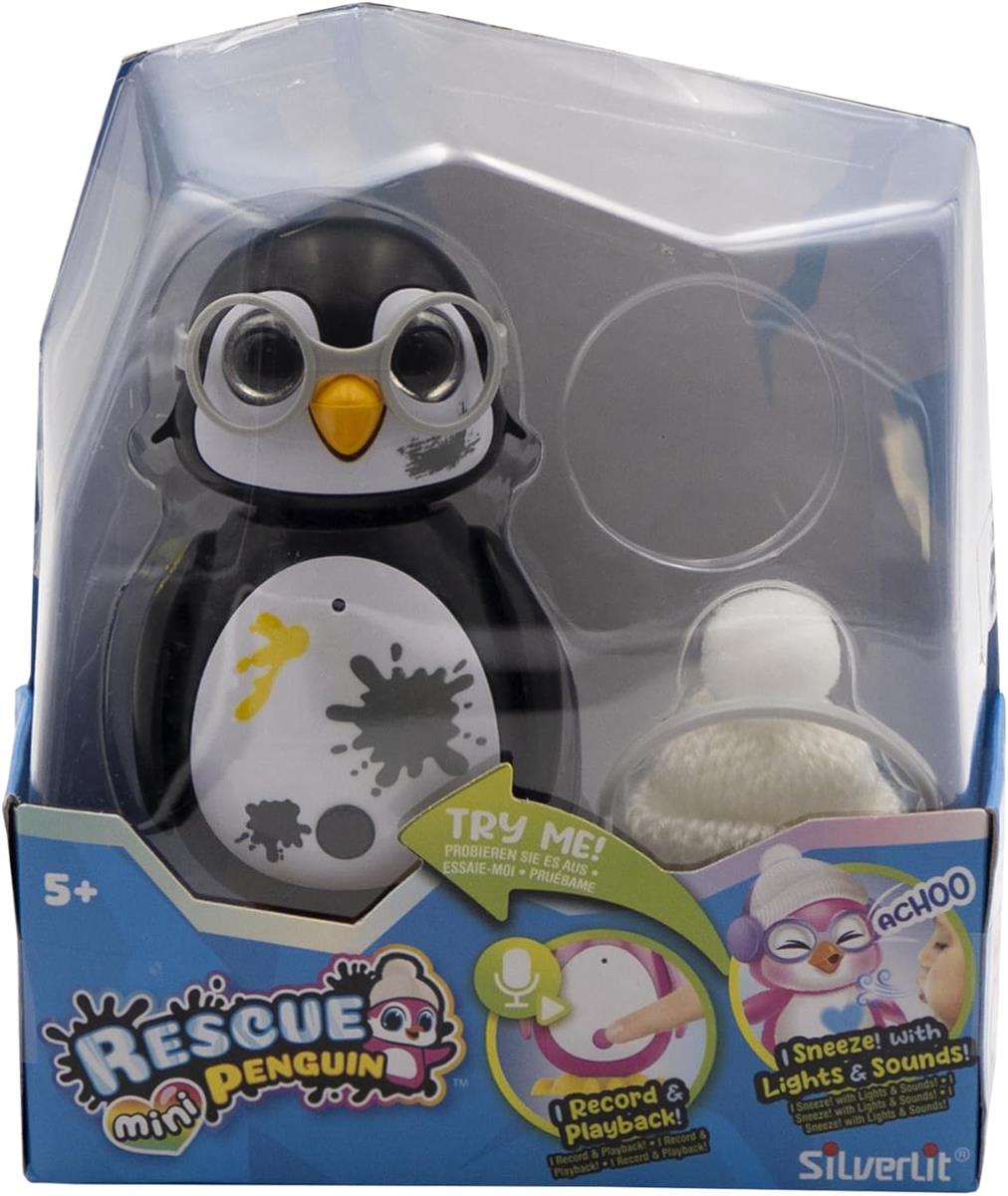 Silverlit Rettungspinguin-Interaktiver Mini Pinguin mit 10+ Modi und Interaktionen + 3 Zubehörteilen S AAA-Batterien inklusive 5+ E8SA2Qm349