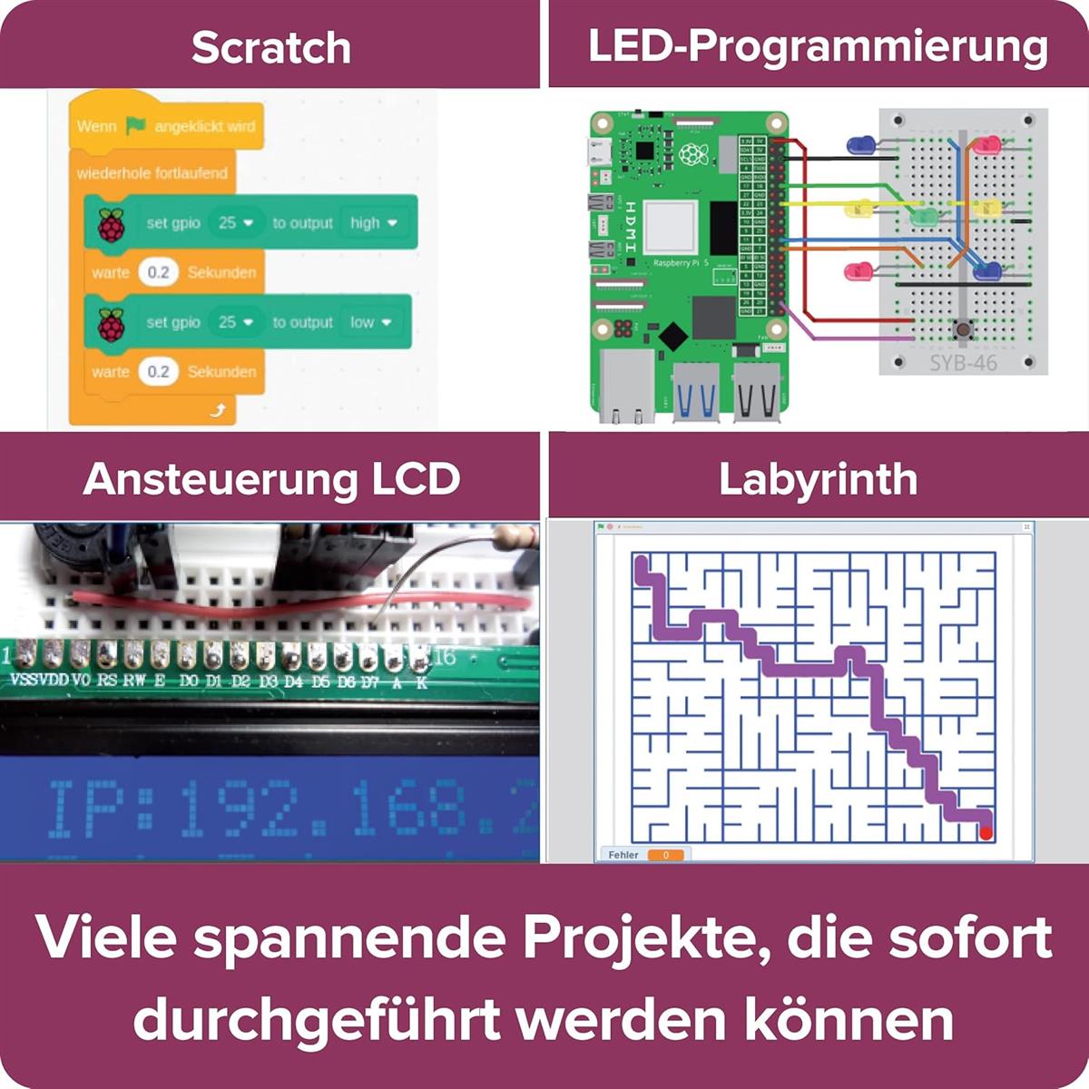 FRANZIS 67219 - Mach's einfach Raspberry Pi 5 für Einsteiger, inkl. Allen Bauteilen und umfangreichem Handbuch