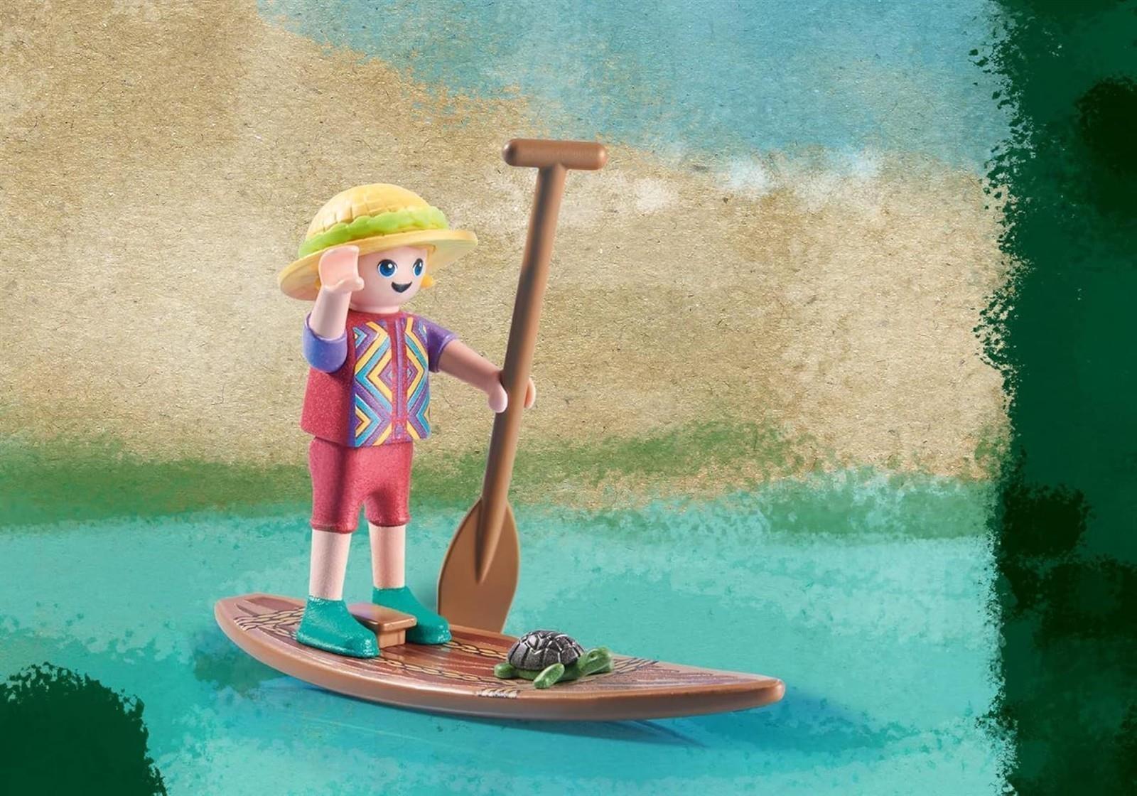 PLAYMOBIL Wiltopia 71143 Paddeltour mit den Flussdelfinen, Inkl. Strandhütte mit Hängematte, Wildlife Expedition für die kleinen Hobbyforscher, Nachhaltiges Spielzeug für Kinder ab 4 Jahren