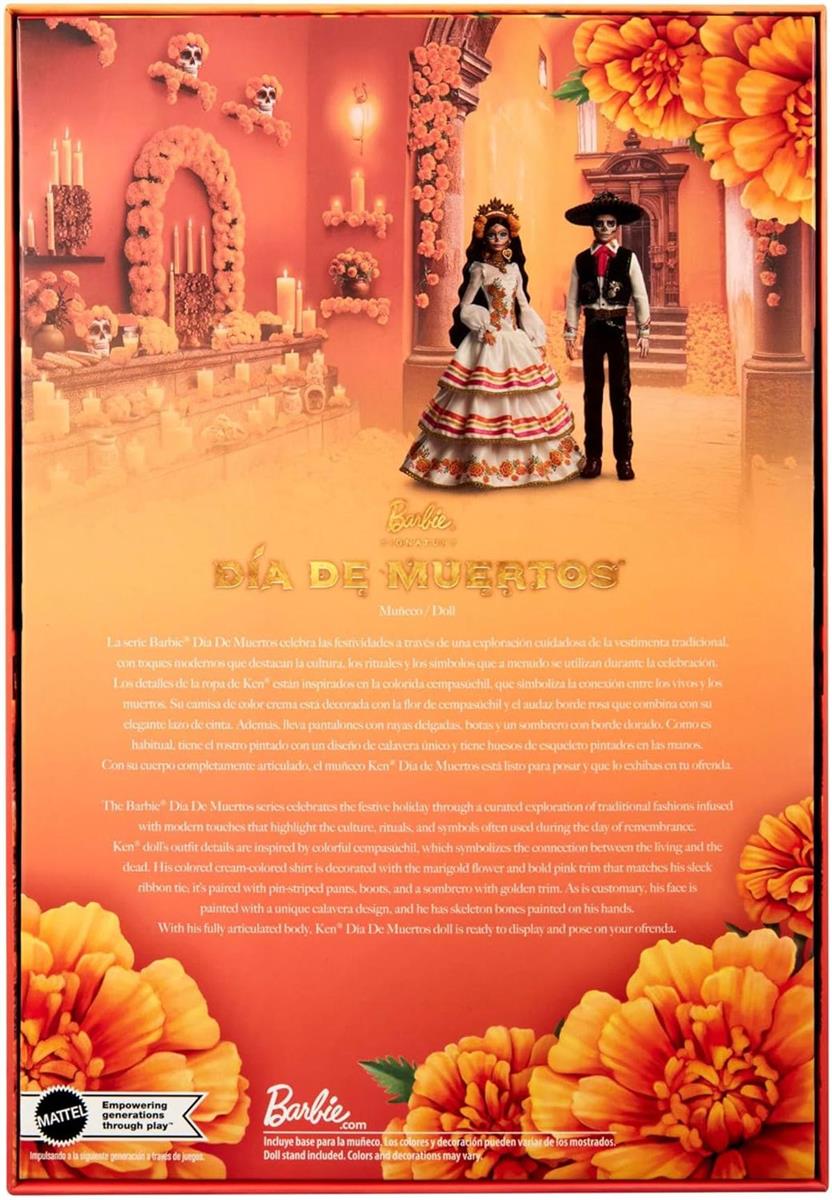 Barbie Signature Puppe, Día De Muertos 2025, Sammelfigur mit cremefarbenem Hemd, schwarzer Weste und Hose, Sombrero und Calavera-Gesichtsbemalung, JBJ06