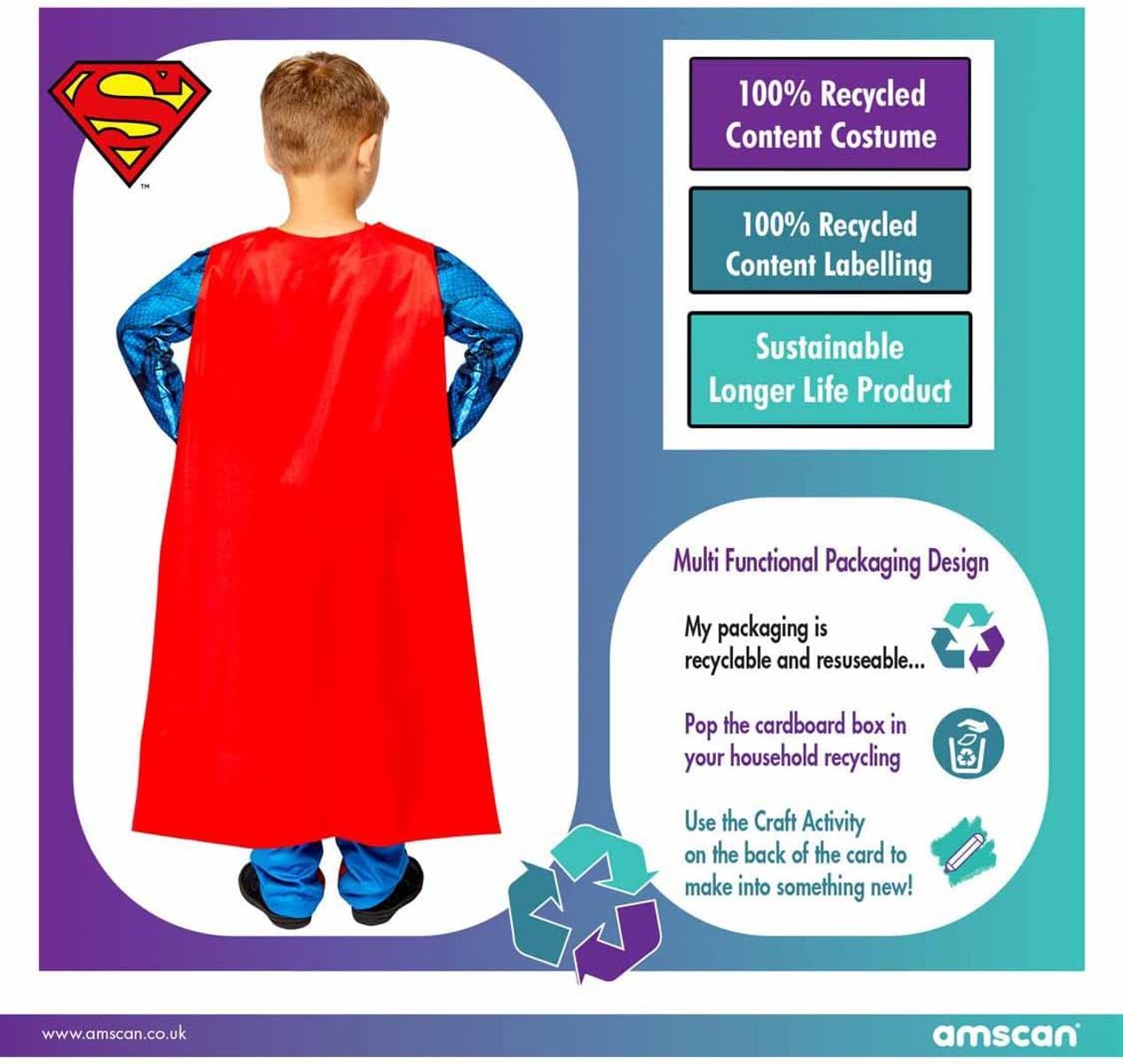 amscan offizielles Superman Kostüm für Kinder 8-10 Jahre Größe 134