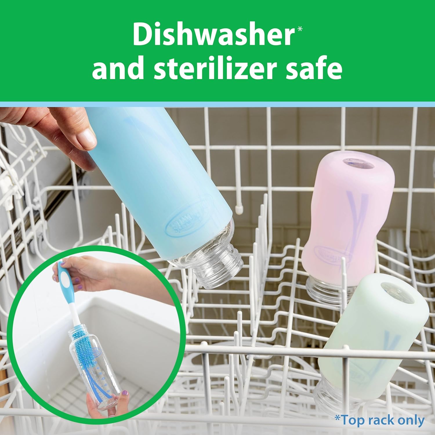Dr. Brown's Anti-Colic Options+ schmale Glas-Babyflasche mit langsamem Trinksauger Stufe 1, BPA-frei, 120 ml, 0 m+, 1 Packung