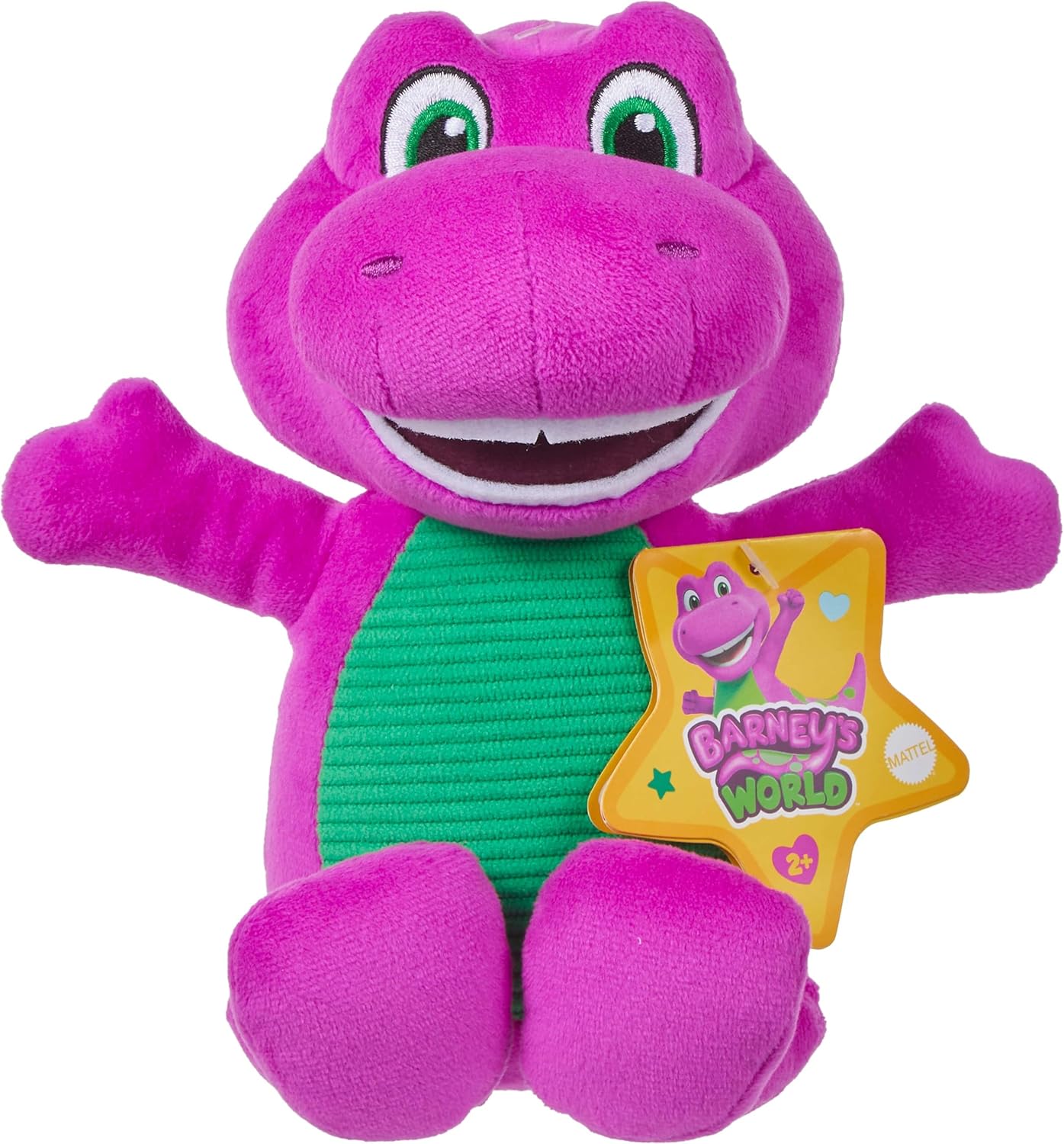 Fisher-Price Barneys Welt Spielzeug für Kleinkinder ca. 16,5 cm große Barney Plüsch-Dinosaurier-Figur für das Rollenspiel im Kindergartenalter ab 2 Jahren, HVF40