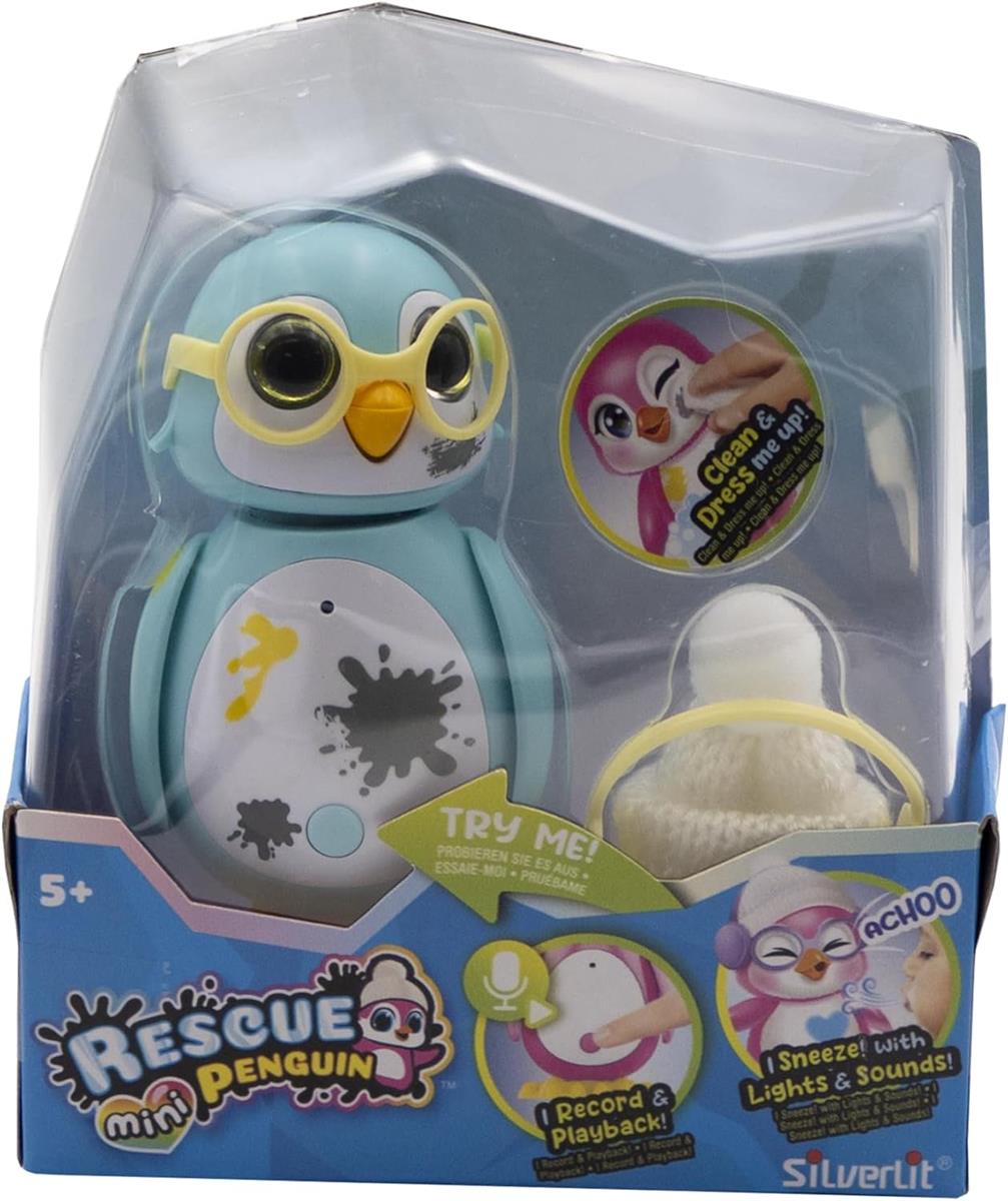 Silverlit Rettungspinguin-Interaktiver Mini Pinguin mit 10+ Modi und Interaktionen + 3 Zubehörteilen S AAA-Batterien inklusive 5+ E8SA2Qm349