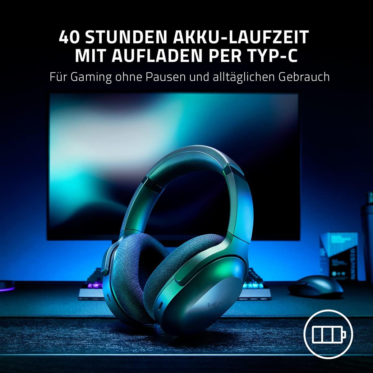 Razer Barracuda - Kabelloses Multiplattform-Headset für Gaming und Mobile Geräte (SmartSwitch Dual Wireless, Geräuschunterdrückendes Mikrofon, Triforce-Treiber 50mm, USB-C) Schwarz