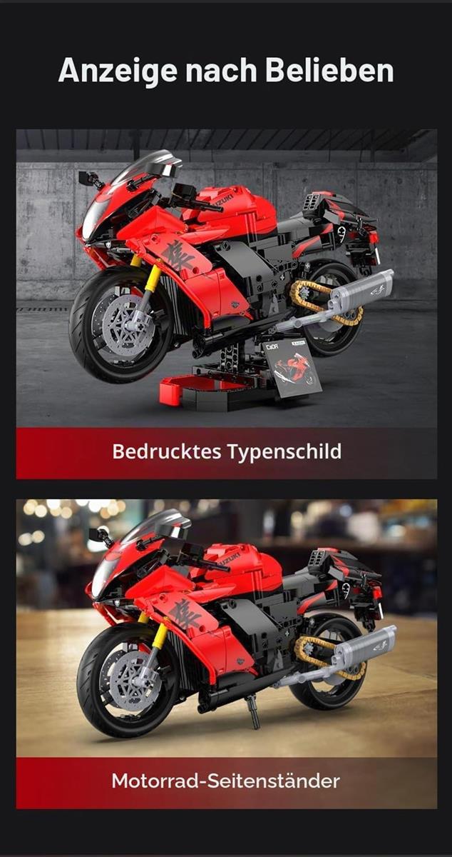 CADA Suzuki Hayabusa – 1043 Teile – Motorrad im Maßstab 1:6 – (DeQuBe 927DE64051)