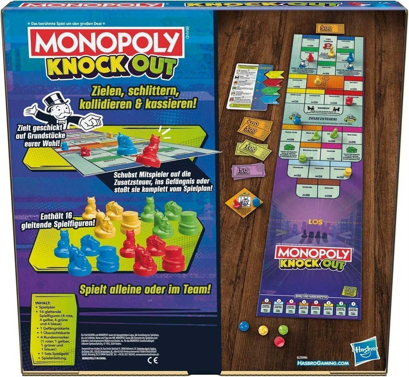 Monopoly Knockout, die extra Harte Version des klassischen Spiels, schnelles Spiel auf dem Shuffleboard für bis zu 8 Spieler, für die ganze Familie