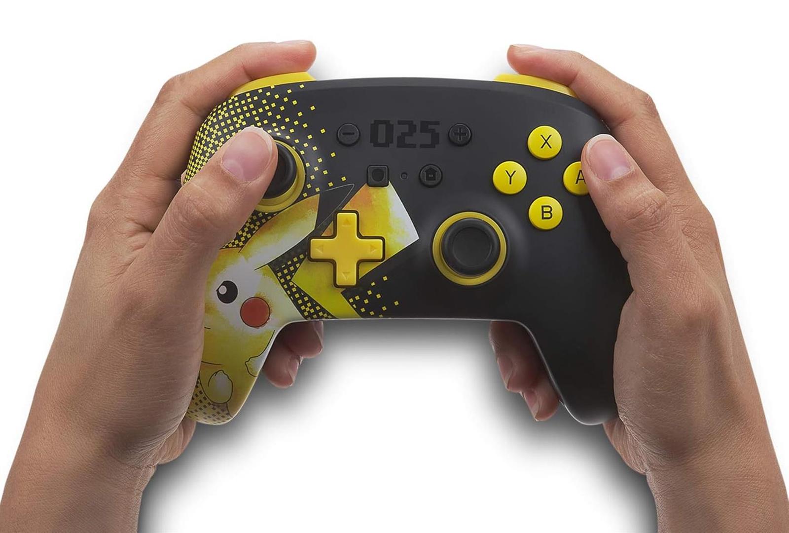 Kabelloser PowerA-Controller für Nintendo Switch - Pikachu 025, Nintendo Switch Lite, Gamepad, Spiele-Controller, Bluetooth-Controller, Aufladbar, Offiziell Lizenziert