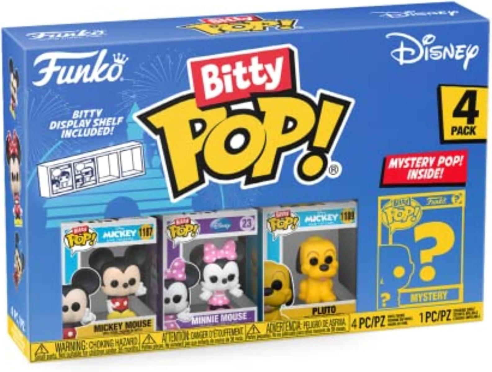 Funko Bitty Pop! Disney - Mickey Mouse, Minnie Mouse (pink Dress), Pluto und eine Überraschungs-Mini-Figur - 0.9 Inch (2.2 cm) Sammlerstück Stapelbares Display-Regal Inklusive - Geschenkidee
