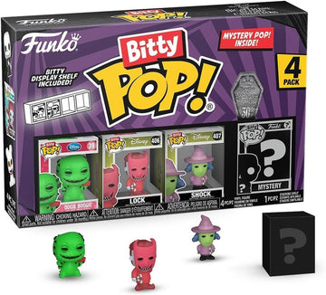 Funko Bitty Pop! The Nightmare Before Christmas - Oogie Boogie 4PK - Oogie Boogie, Lock, Shock und eine Überraschungs-Mini-Figur - 0.9 Inch (2.2 cm) Sammlerstück - Geschenkidee Fans