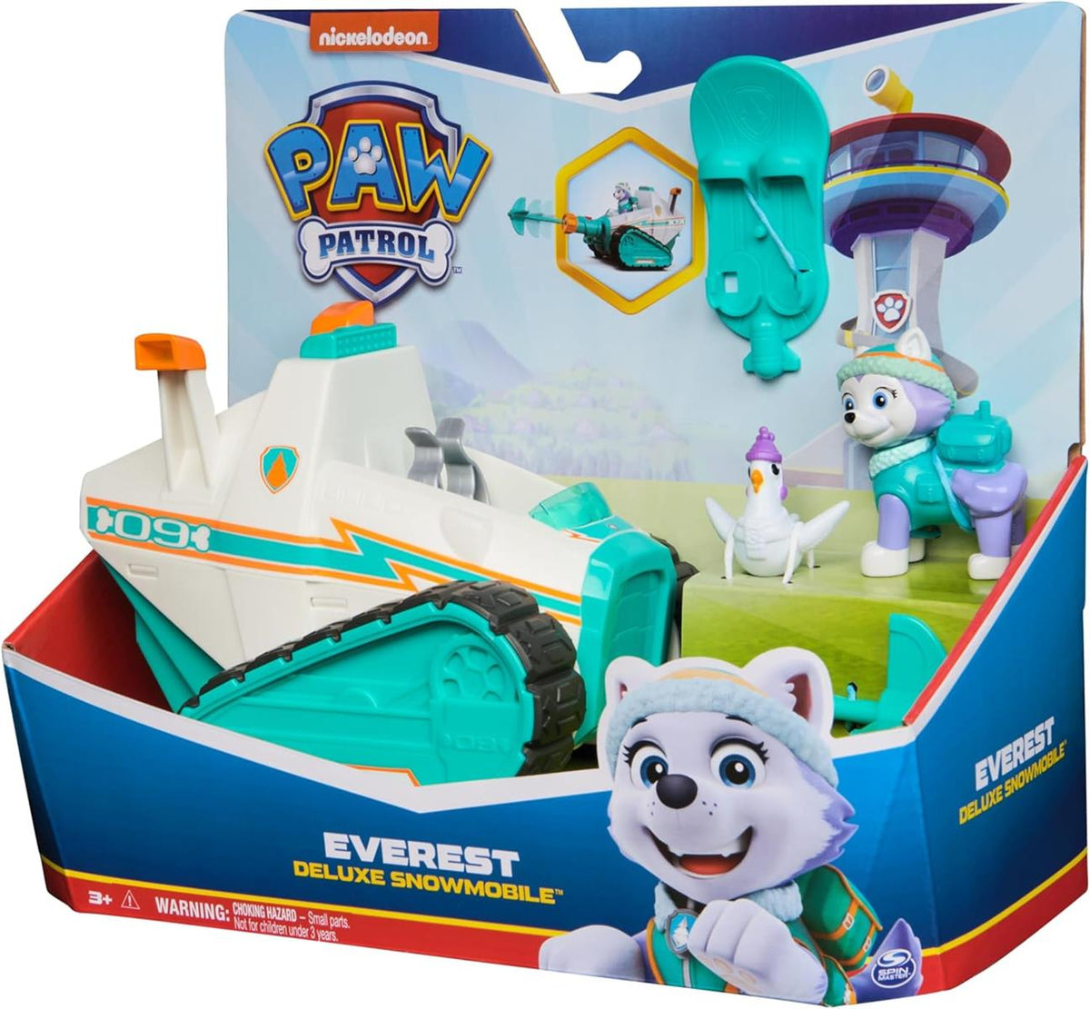 Spin Master PAW Patrol – Schneemobil mit Everest-Figur, Snowboard und Henrietta-Figur (Deluxe Fahrzeug), Spielzeug für Kinder ab 3 Jahren
