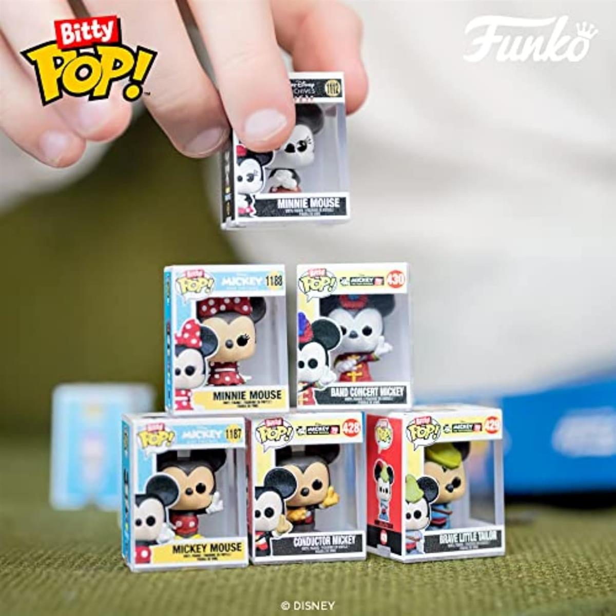Funko Bitty Pop! Disney - Mickey Mouse, Minnie Mouse (pink Dress), Pluto und eine Überraschungs-Mini-Figur - 0.9 Inch (2.2 cm) Sammlerstück Stapelbares Display-Regal Inklusive - Geschenkidee