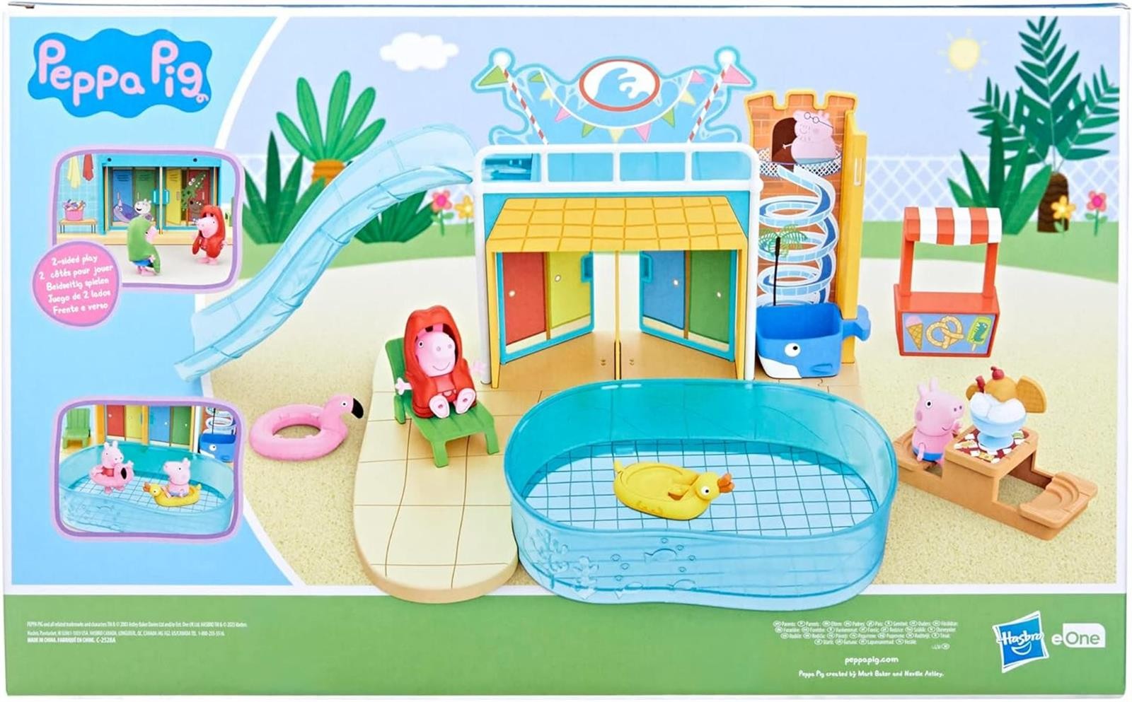 Peppa Pig Spielzeuge Schwimmbad-Spaß mit Peppa, Spielset mit 15 Teilen und 2 Figuren, Kinderspielzeug