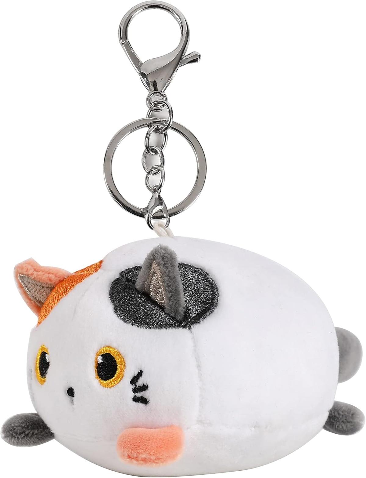 I-TOTAL® Schlüsselanhänger mit Haken Plüschtier 10 x 11 x 9 cm Katze