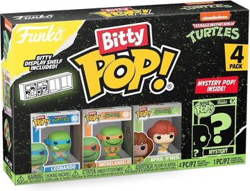 Funko Bitty Pop! Teenage Mutant Ninja Turtles - Leonardo, Michelangelo, April O’Neil und eine Überraschungs-Mini-Figur - 0.9 Inch (2.2 cm) - TMNT Sammlerstück Stapelbares Display-Regal Inklusive